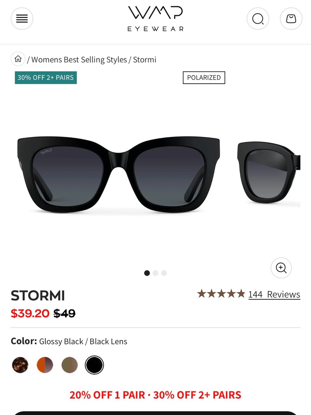 Stormi Women's Glossy Black Sunglasses - Polarized